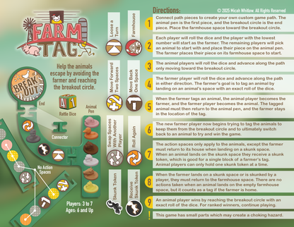 Game board for 'Farm Tag' with rules and instructions.